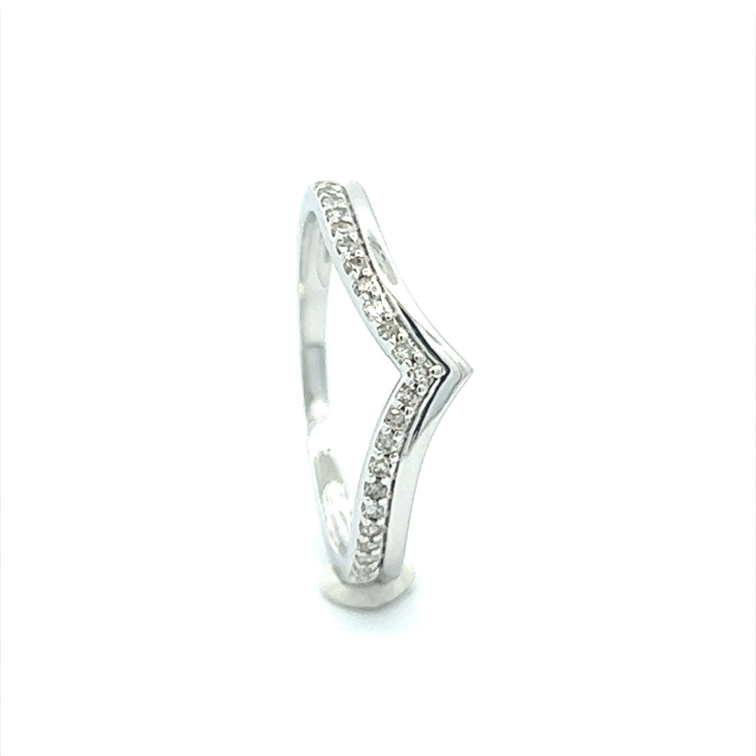 Wishbone Diamond Ring In 14K White Gold