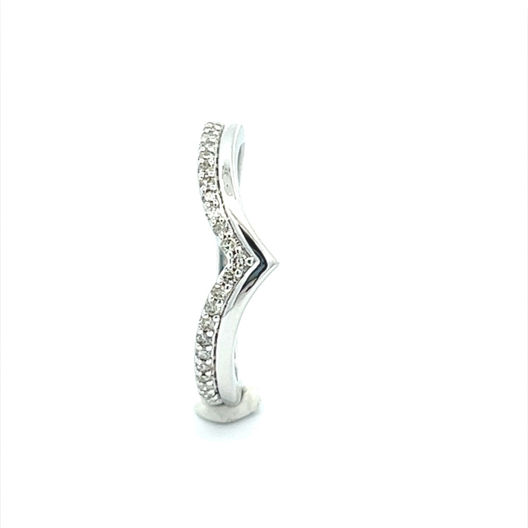 Wishbone Diamond Ring In 14K White Gold