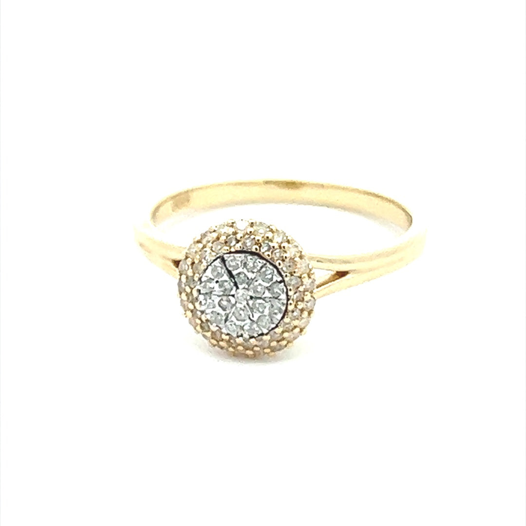 Two Tone Diamond Ring In 14K White & Yellow Gold