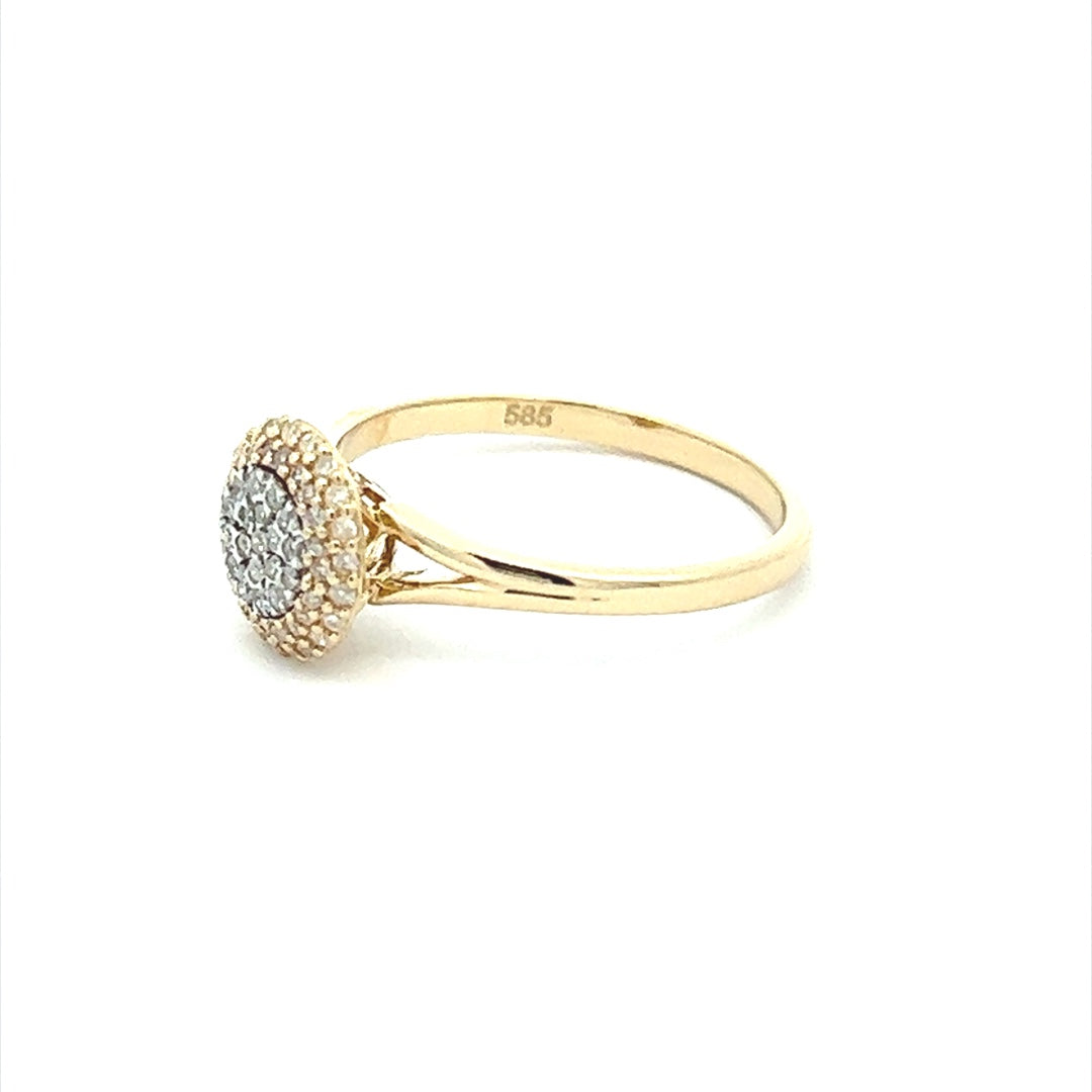 Two Tone Diamond Ring In 14K White & Yellow Gold