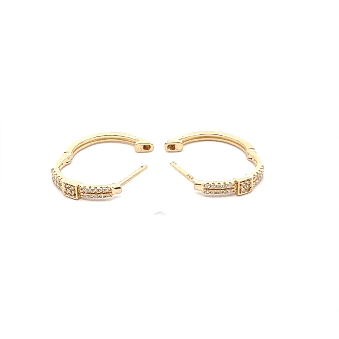 Diamond Huggie Hoop Earrings In 14K Pink Gold