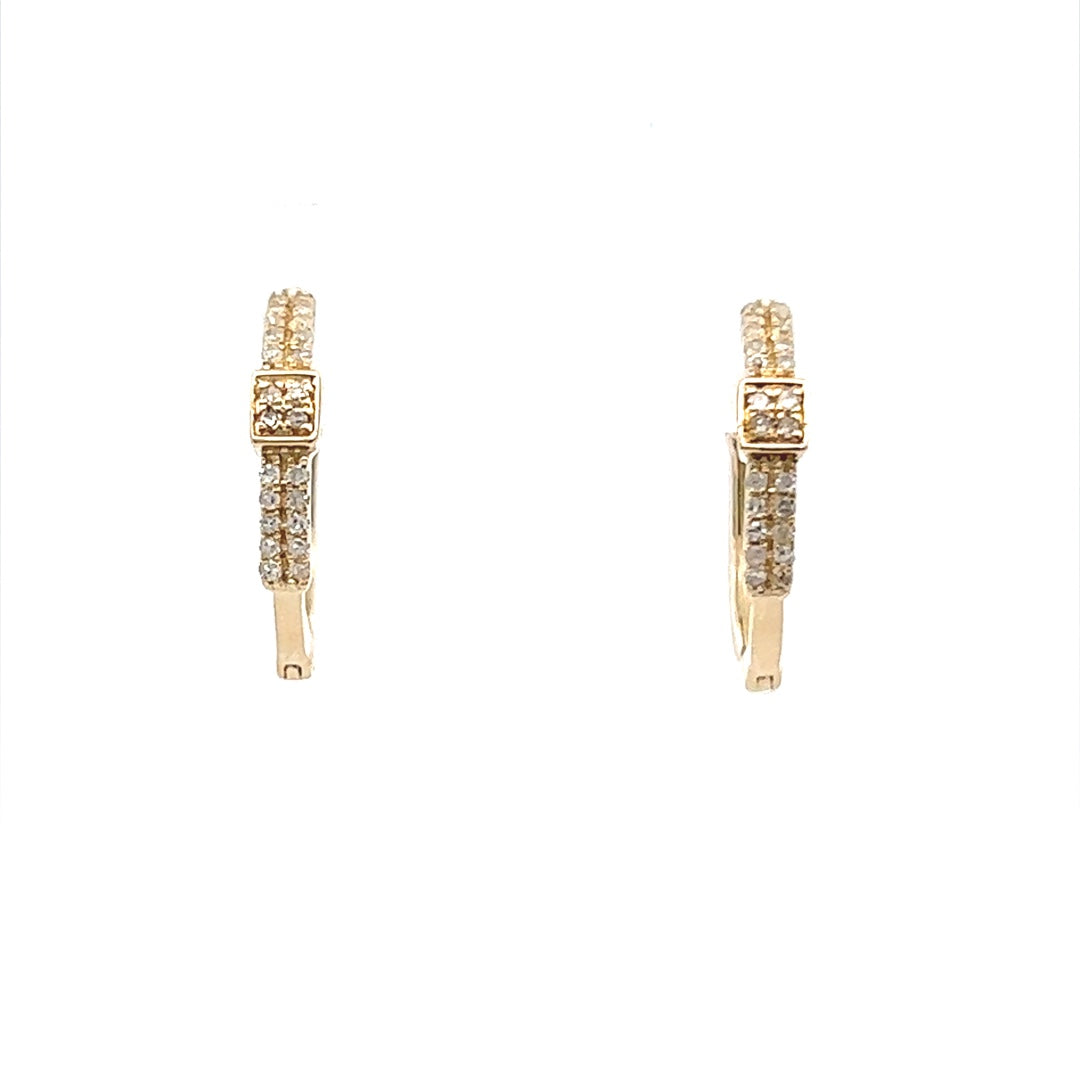 Diamond Huggie Hoop Earrings In 14K Pink Gold