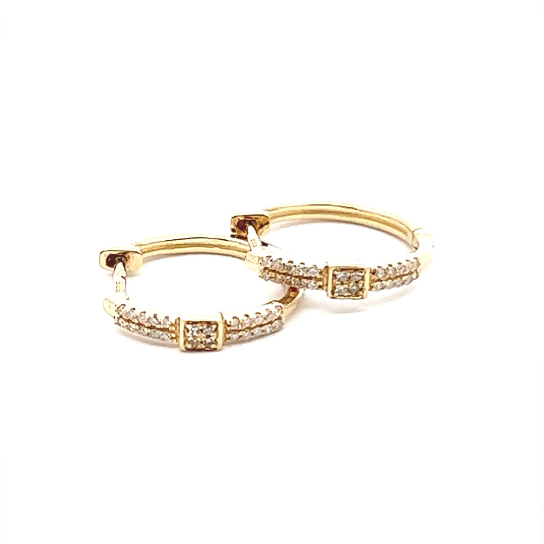 Diamond Huggie Hoop Earrings In 14K Pink Gold