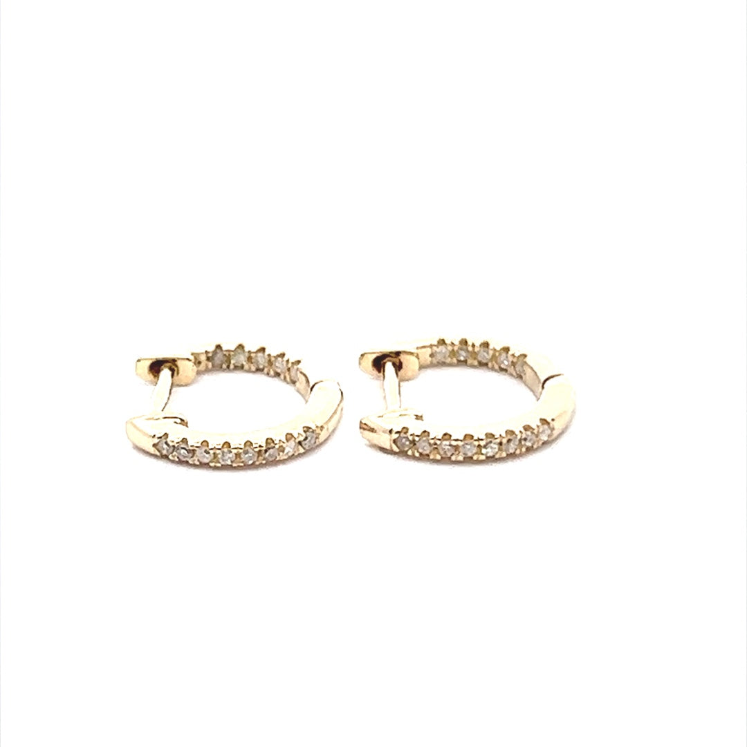 Diamond Huggie Hoop Earrings In 14K Yellow Gold