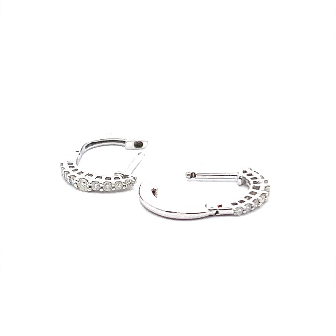 Diamond Huggie Hoop Earrings Ra 14K White Gold