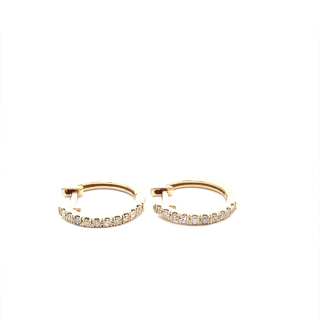 Diamond Huggie Hoop Earrings Ra 14K Yellow Gold