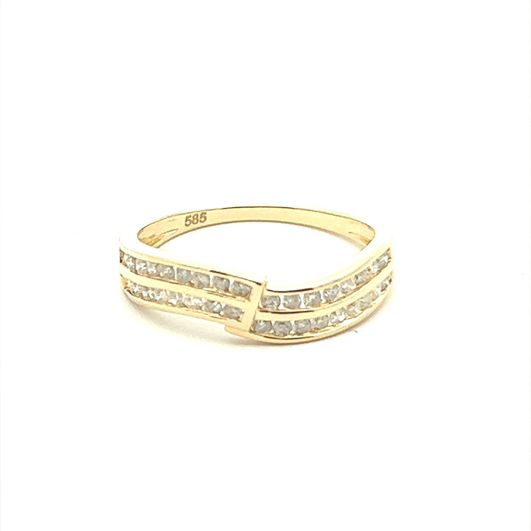 Channel Set Diamond Ring In 14K Yellow Gold