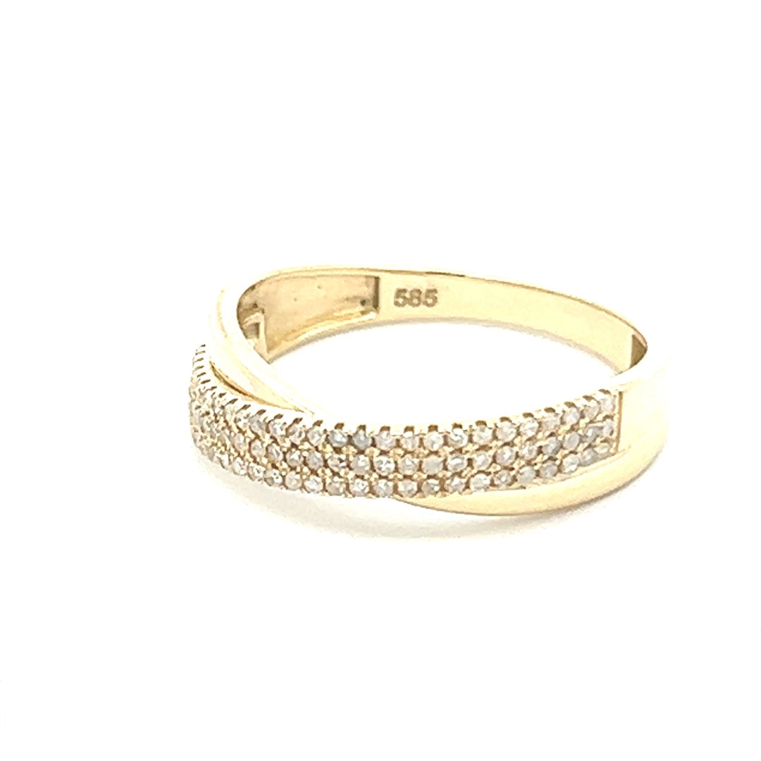 Diamond Crossover Ring In 14K Yellow Gold