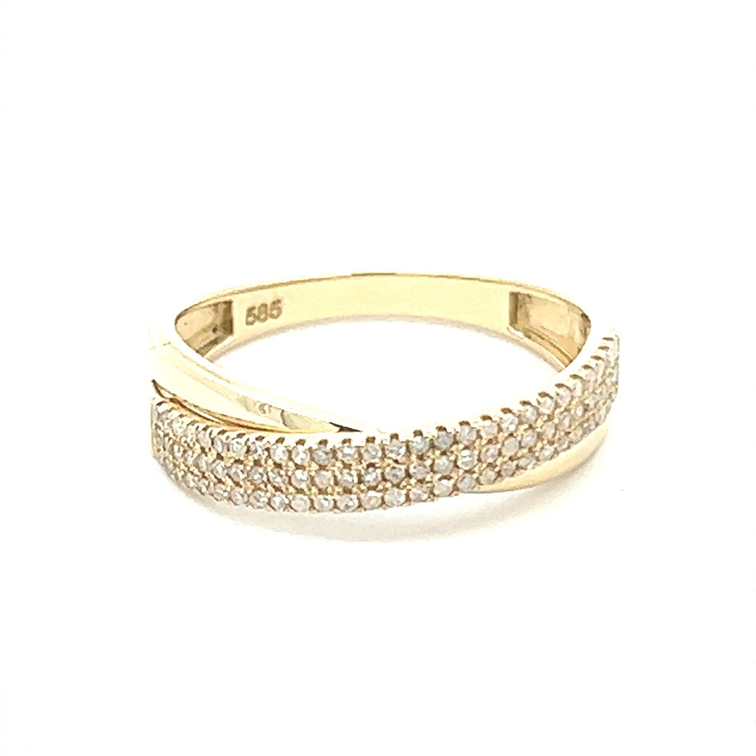 Diamond Crossover Ring In 14K Yellow Gold