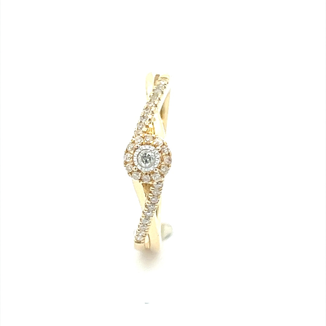 Twisted Diamond Ring In 14K Yellow Gold