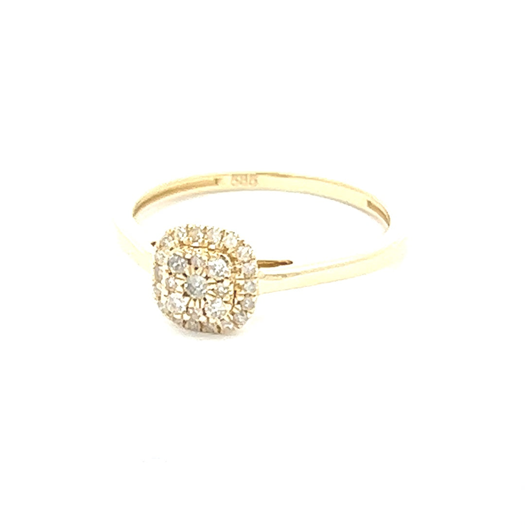 Diamond Halo Ring In 14K Yellow Gold