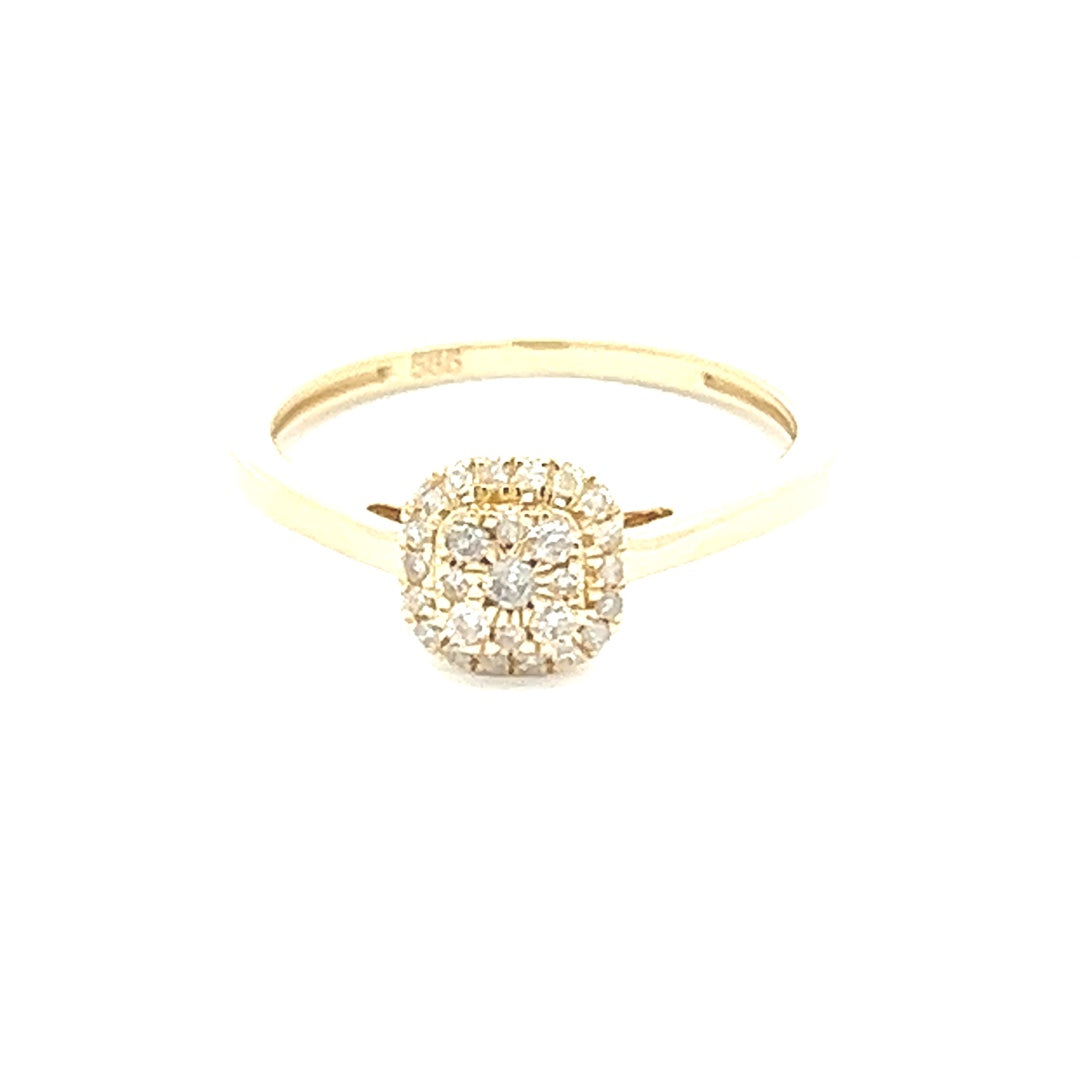 Diamond Halo Ring In 14K Yellow Gold