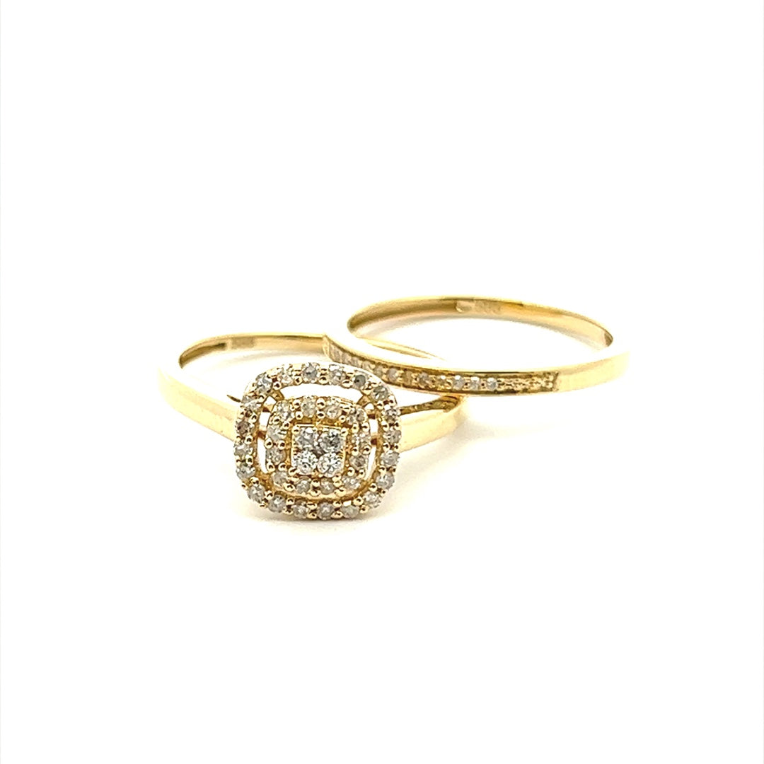 Set Of 2 Diamond Rings In 14K Yellow Gold