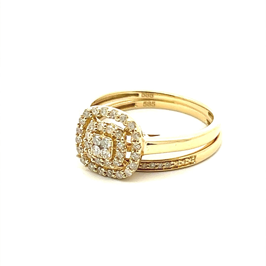 Set Of 2 Diamond Rings In 14K Yellow Gold