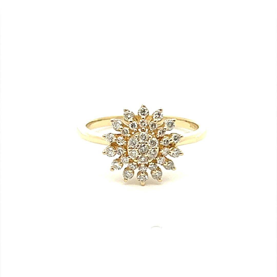 Sunflower Ring In 14K Yellow Gold