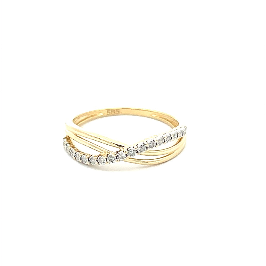 Two Tone Crossover Ring In 14K Yellow & White Gold