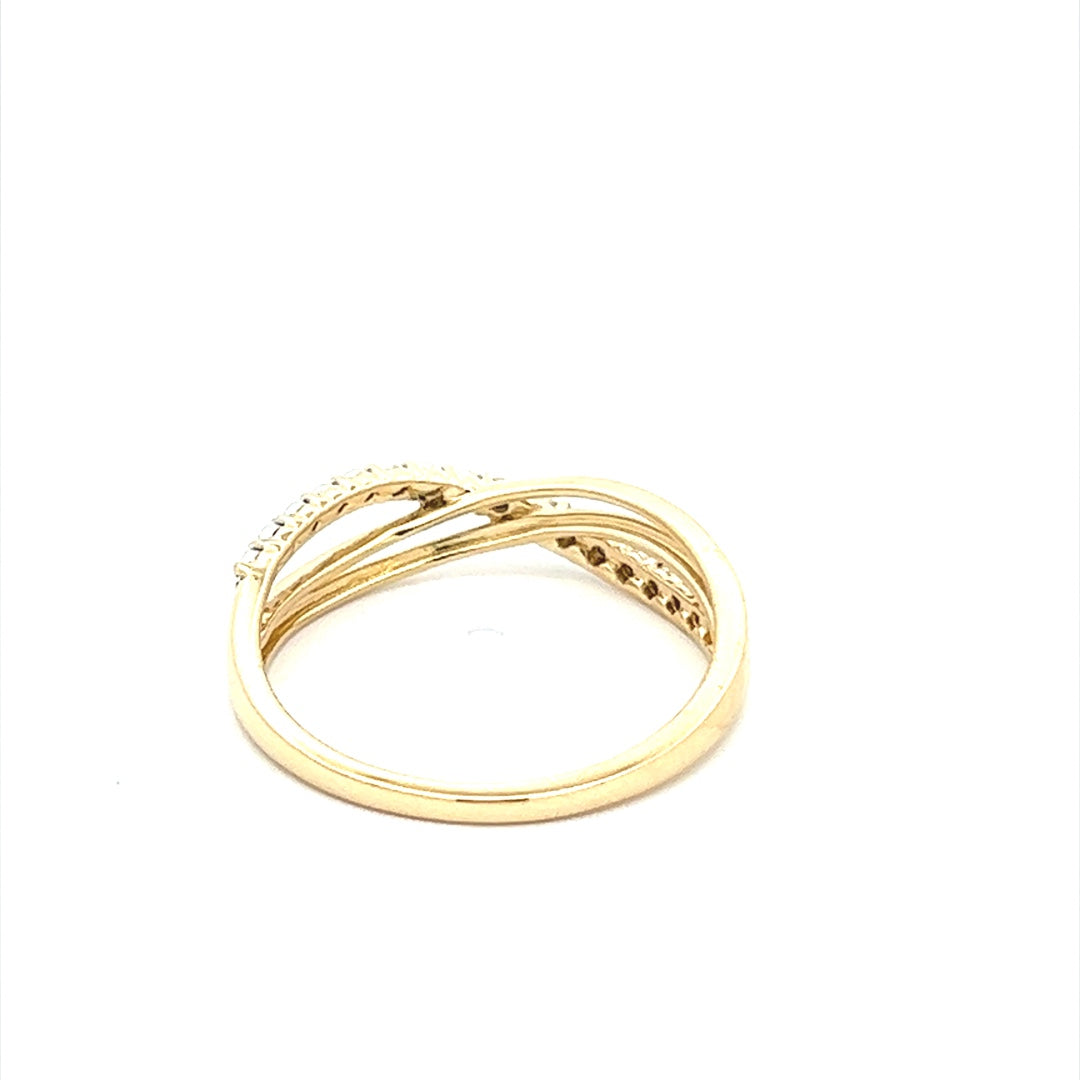 Two Tone Crossover Ring In 14K Yellow & White Gold