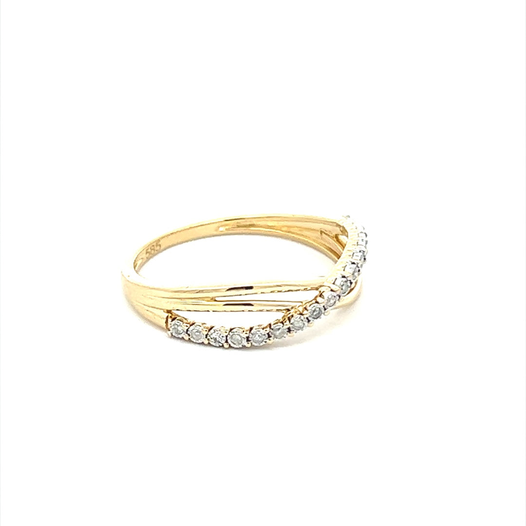 Two Tone Crossover Ring In 14K Yellow & White Gold