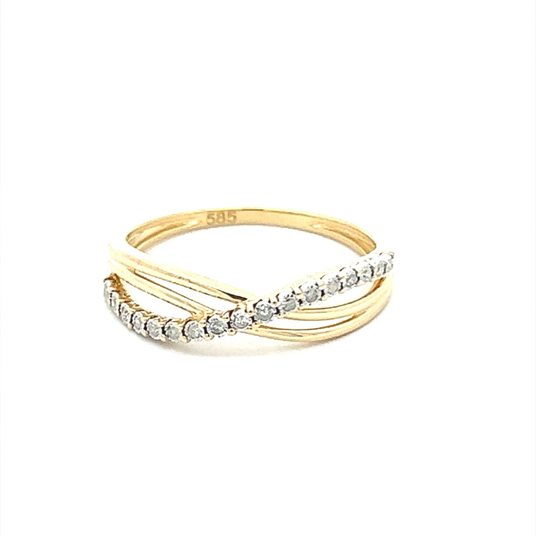 Two Tone Crossover Ring In 14K Yellow & White Gold