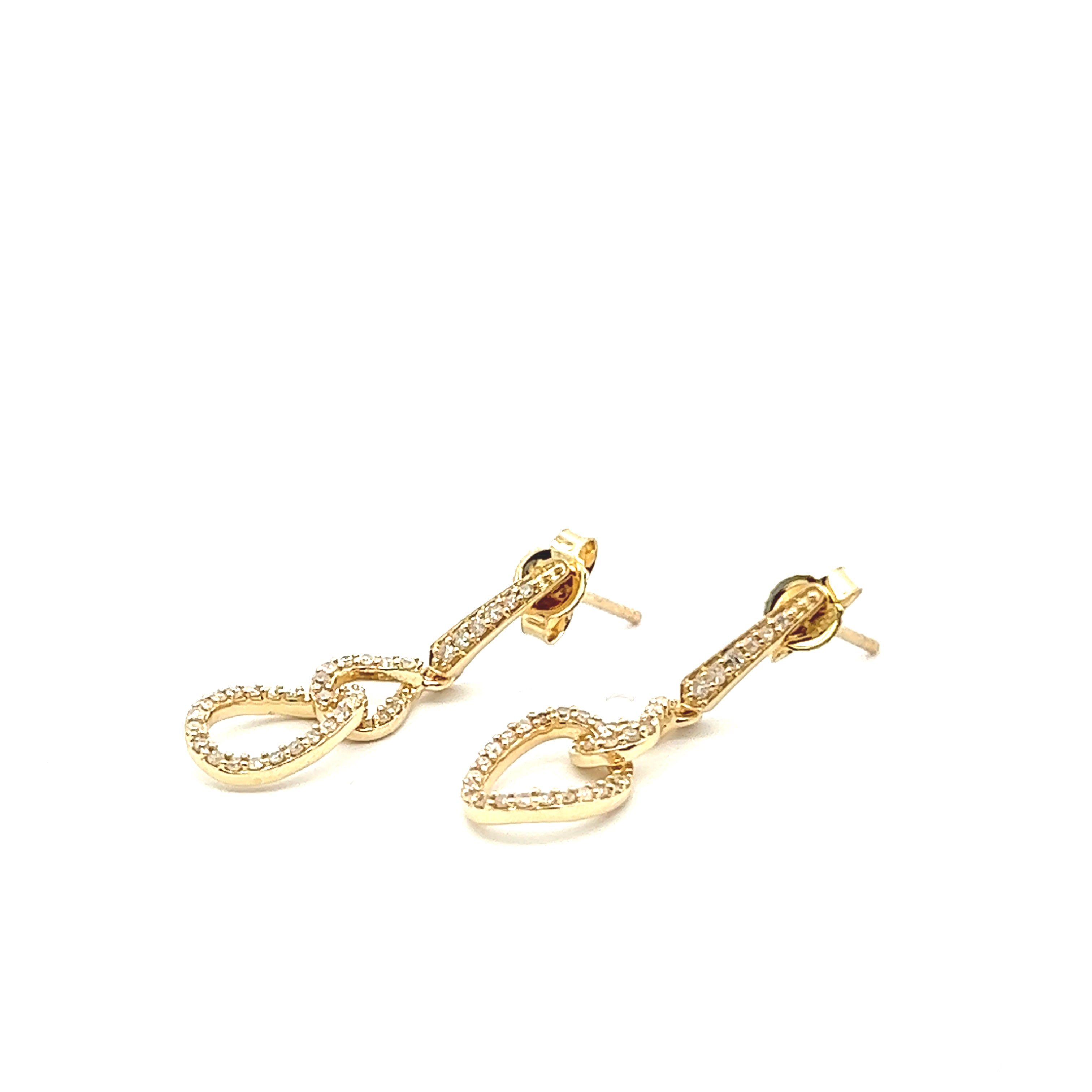 Dangling Teardrop Diamond Earrings In 14K Yellow Gold