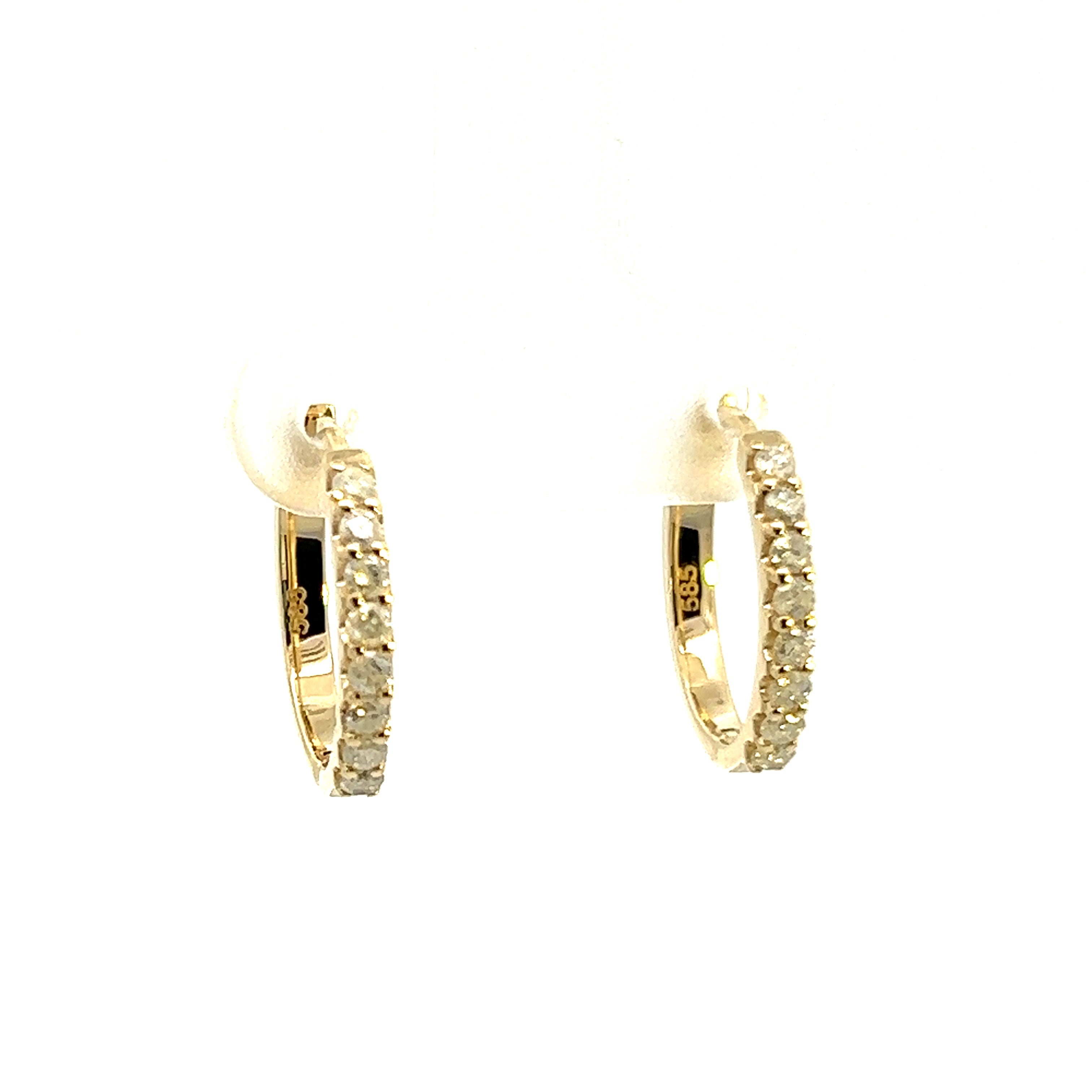 Diamond Hoop Earrings in 14k Yellow Gold