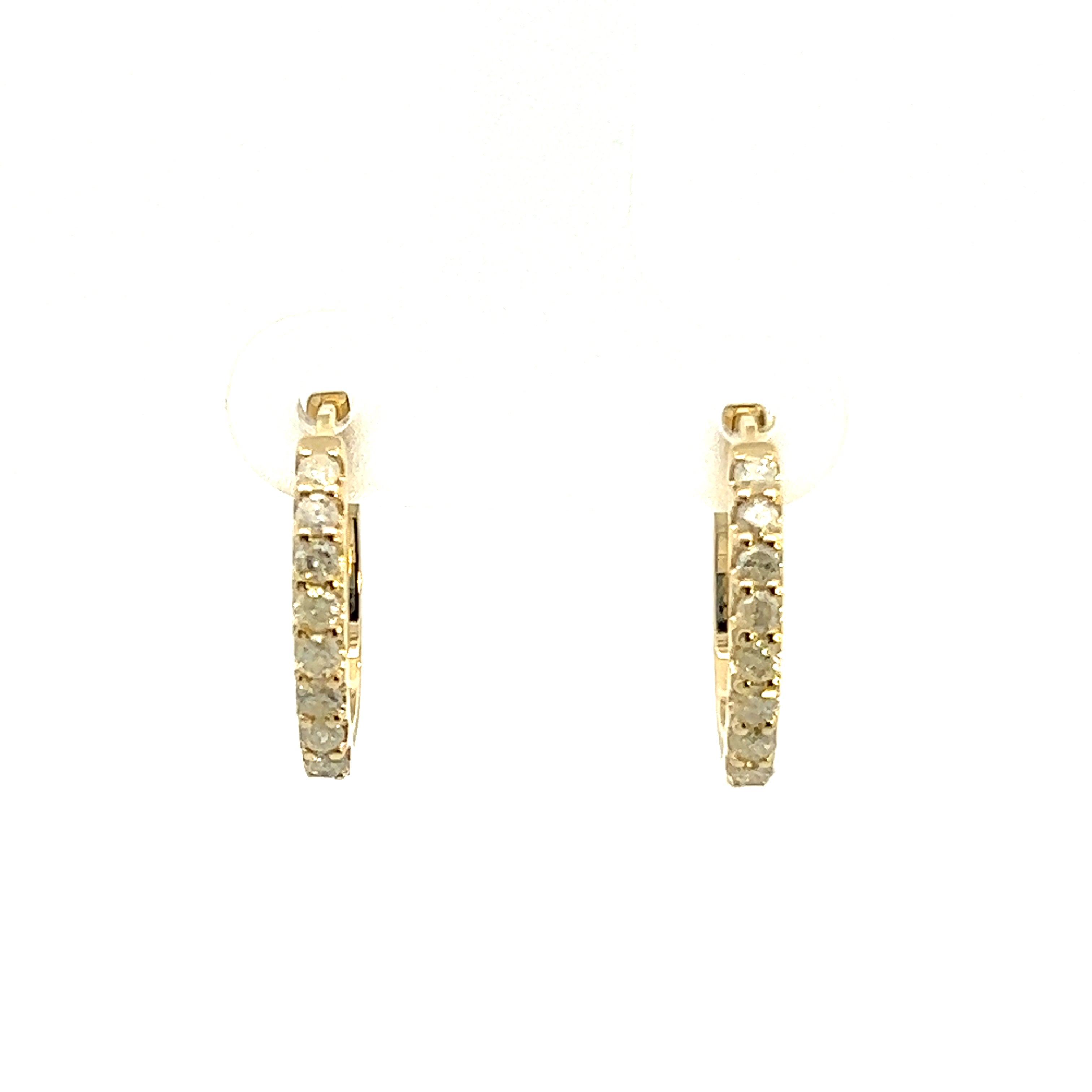 Diamond Hoop Earrings in 14k Yellow Gold