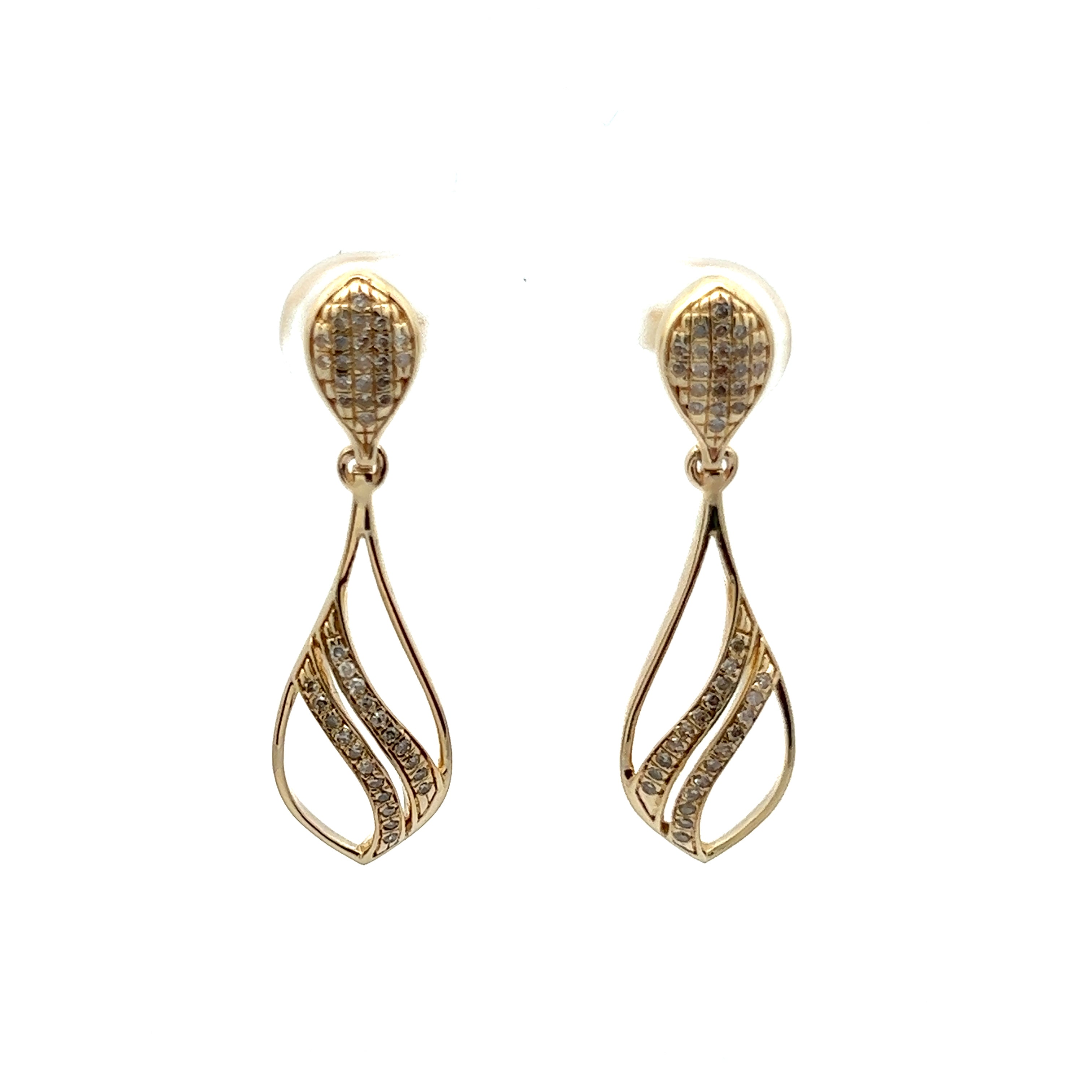 Teardrop Diamond Earrings In 14K Yellow Gold