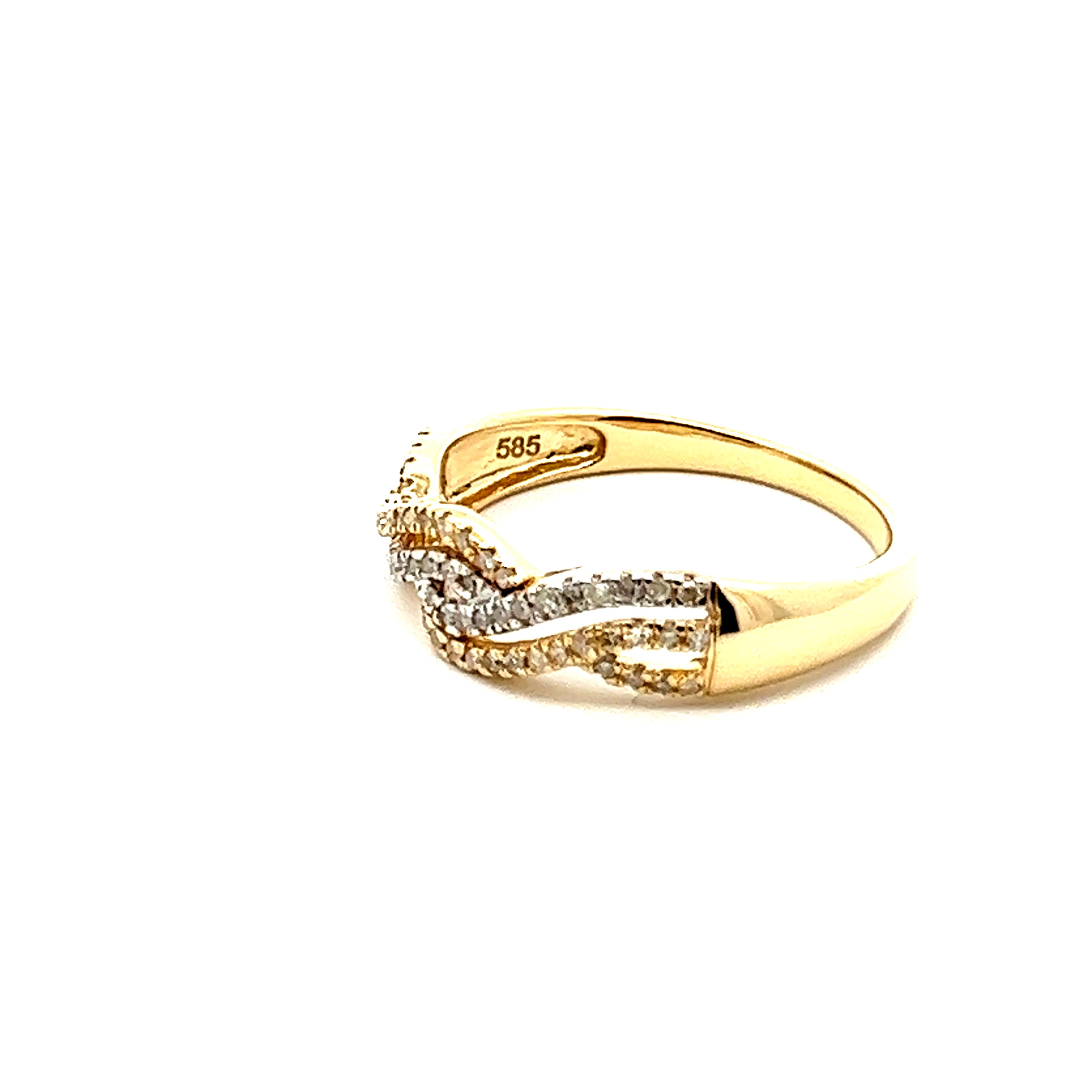 Two Tone Twist Ring In 14K Yellow Gold