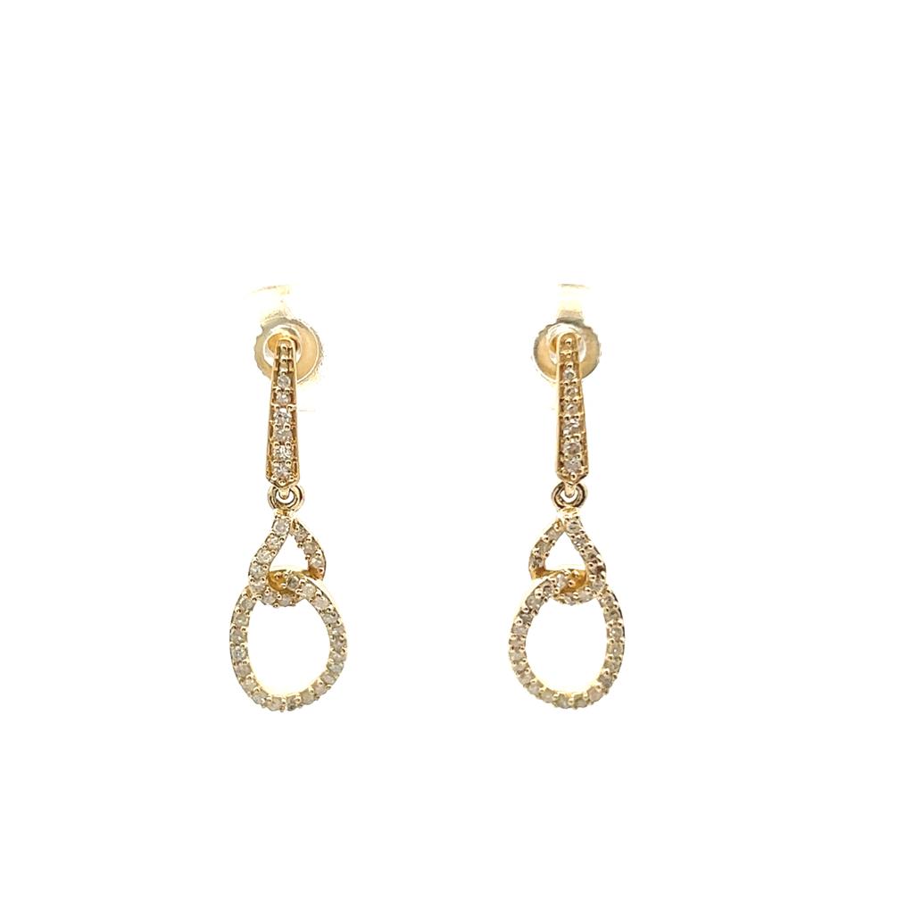 Dangling Teardrop Diamond Earrings In 14K Yellow Gold